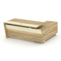 Corner Стол руководителя с тумбой COR.SRT-18 (L) Гикори Песочный/Ваниль/Металл Ваниль 1800*1800*750