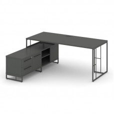 Rift Direct Стол руководителя на опорной тумбой RF.SRT-25 (L) Антрацит NEW/Металл Антрацит NEW/Черны