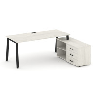 Style Project Direct Стол письменный с греденцией правой SN-6A.SRG-014.M(R) Дуб Наварра/Металл Черны