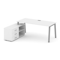Style Project Direct Стол письменный с греденцией левой SN-6A.SRG-015.M(L) Белый/Металл Серый/Заглуш