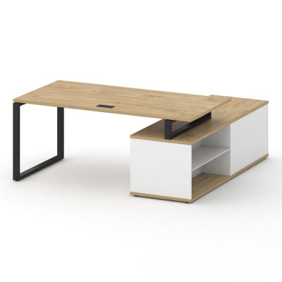 Шифт Стол руководителя с опорной греденцией , левый SK.SRG-180.P (L) Тиквуд Светлый/Белый Бриллиант/