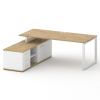 Шифт Стол руководителя с опорной греденцией , левый SK.SRG-200.P (L) Тиквуд Светлый/Белый Бриллиант/