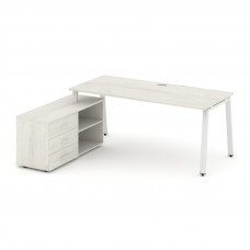 Style Project Direct Стол письменный с греденцией левой SN-6A.SRG-016.M(L) Дуб Наварра/Металл Белый/