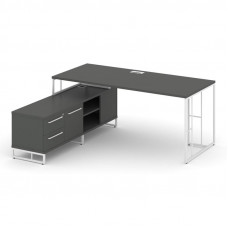 Rift Direct Стол руководителя на опорной тумбой RF.SRT-24 (L) Антрацит NEW/Металл Белый/Белый Ручки