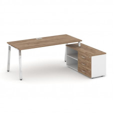 Style Project Direct Lux Стол письменный с греденцией правой M-SN-6A.SRG-014.M(R) Дуб Табак/Белый/Ду