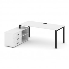 Style Project Direct Стол письменный с греденцией левой SN-6P.SRG-016.M(L) Белый/Металл Черный/Заглу