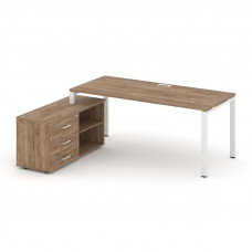 Style Project Direct Стол письменный с греденцией левой SN-6P.SRG-016.M(L) Дуб Табак/Металл Белый/За