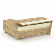 Corner Стол руководителя с тумбой COR.SRT-18 (R) Гикори Песочный/Ваниль/Металл Ваниль 1800*1800*750