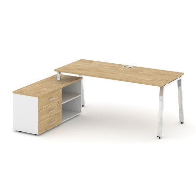Style Project Direct Lux Стол письменный с греденцией левой M-SN-6A.SRG-024.M(L) Тиквуд Светлый/Белы