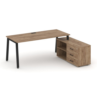 Style Project Direct Стол письменный с греденцией правой SN-6A.SRG-016.M(R) Дуб Табак/Металл Черный/