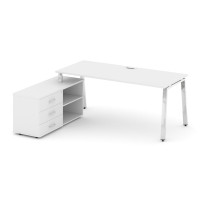 Style Project Direct Lux Стол письменный с греденцией левой M-SN-6A.SRG-023.M(L) Белый/Нержавеющая С