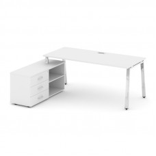 Style Project Direct Lux Стол письменный с греденцией левой M-SN-6A.SRG-023.M(L) Белый/Нержавеющая С