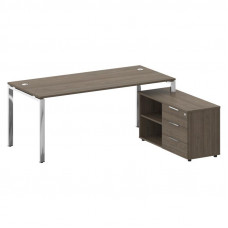 Metal System Direct Стол руковод. с тумбой БГ.СРТ-5.8 (R) Вяз Благородный/Нержавеющая Сталь 1900*162
