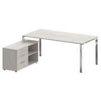 Metal System Direct Стол руковод. с тумбой БГ.СРТ-5.9 (L) Дуб Наварра/Нержавеющая Сталь 1900*1720*75