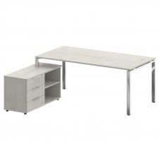 Metal System Direct Стол руковод. с тумбой БГ.СРТ-5.9 (L) Дуб Наварра/Нержавеющая Сталь 1900*1720*75