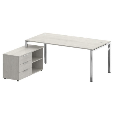 Metal System Direct Стол руковод. с тумбой БГ.СРТ-5.9 (L) Дуб Наварра/Нержавеющая Сталь 1900*1720*75