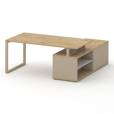 Шифт Стол руководителя с опорной греденцией , левый SK.SRG-180.P (L) Тиквуд Светлый/Капучино/Металл