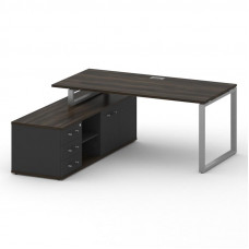 Стол руководителя с опорной греденцией, левый Шифт 1800*1800*753 SK.SRG-180.P (L) Дуб Мали/Антрацит NEW/Металл Серый