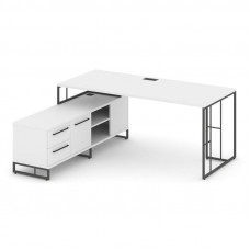 Rift Direct Стол руководителя на опорной тумбой RF.SRT-24 (L) Белый Бриллиант/Металл Антрацит/Черный