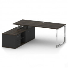 Стол руководителя с опорной греденцией, левый Шифт 2000*1800*753 SK.SRG-200 (L) Дуб Мали/Антрацит NEW