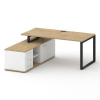 Шифт Стол руководителя с опорной греденцией , левый SK.SRG-180.P (L) Тиквуд Светлый/Белый Бриллиант/