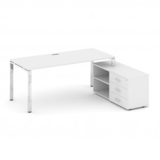 Style Project Direct Lux Стол письменный с греденцией правой M-SN-6P.SRG-023.M(R) Белый/Нержавеющая