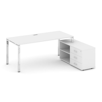 Style Project Direct Lux Стол письменный с греденцией правой M-SN-6P.SRG-023.M(R) Белый/Нержавеющая