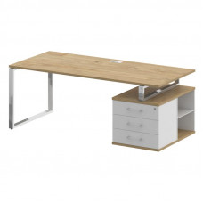 Стол руководителя с опорной тумбой, правы Шифт 2000*904*753 SK.SRT-200 (R) Тиквуд Светлый/Белый Бриллиант