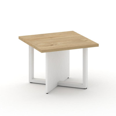 Шифт Стол журнальный, квадратный SK.SG-KV-60.P Тиквуд Светлый/Белый Бриллиант/Металл Белый 600*600*4