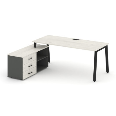 Style Project Direct Стол письменный с греденцией левой SN-6A.SRG-025.M(L) Дуб Наварра/Антрацит/Дуб