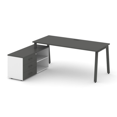 Style Project Direct Стол письменный с греденцией левой SN-6A.SRG-015.M(L) Антрацит/Белый/Антрацит/М