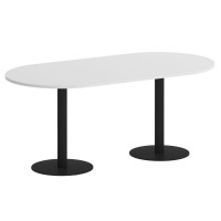 Onix Direct Стол овальный O.SPRG-3 Белый Бриллиант/Металл Черный 1800*900*750