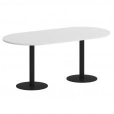 Onix Direct Стол овальный O.SPRG-3 Белый Бриллиант/Металл Черный 1800*900*750