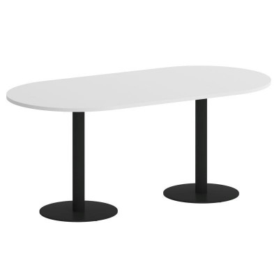 Onix Direct Стол овальный O.SPRG-3 Белый Бриллиант/Металл Черный 1800*900*750
