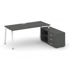 Style Project Direct Стол письменный с греденцией правой SN-6A.SRG-026.M(R) Антрацит/Металл Белый/За