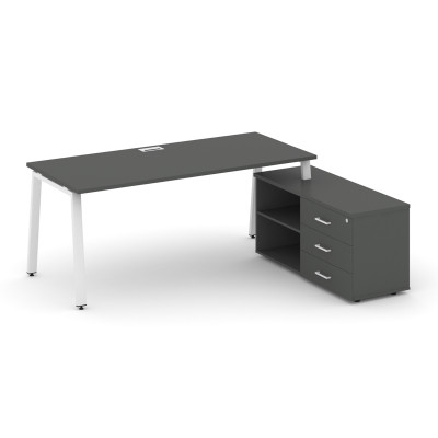 Style Project Direct Стол письменный с греденцией правой SN-6A.SRG-026.M(R) Антрацит/Металл Белый/За