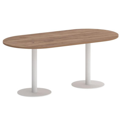 First Стол овальный KSPRG-3 Дуб Табак/Металл Белый 1800*900*750