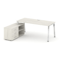 Style Project Direct Lux Стол письменный с греденцией левой M-SN-6A.SRG-023.M(L) Дуб Наварра/Нержаве