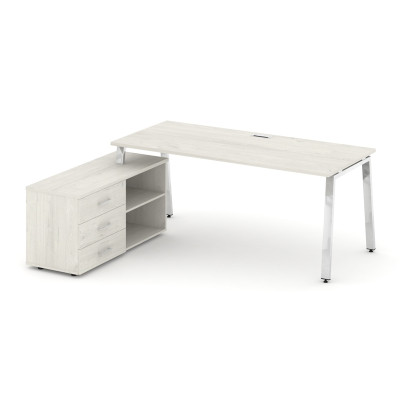 Style Project Direct Lux Стол письменный с греденцией левой M-SN-6A.SRG-023.M(L) Дуб Наварра/Нержаве