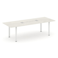 Стол переговорный Стайл Проджект Директ 2580*980*750 SN-6P.SPRG-258 Дуб Наварра/Металл Белый/Заглушка Металл Белый