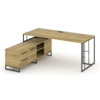 Rift Direct Стол руководителя на опорной тумбой RF.SRT-24 (L) Дуб Винченцо/Металл Антрацит/Черный Ру