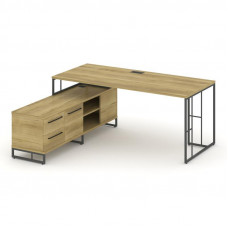 Rift Direct Стол руководителя на опорной тумбой RF.SRT-24 (L) Дуб Винченцо/Металл Антрацит/Черный Ру