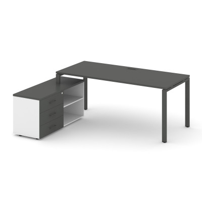 Style Project Direct Стол письменный с греденцией левой SN-6P.SRG-025.M(L) Антрацит/Белый/Антрацит/М
