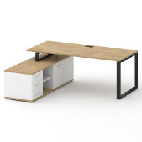 Шифт Стол руководителя с опорной греденцией , левый SK.SRG-200.P (L) Тиквуд Светлый/Белый Бриллиант/