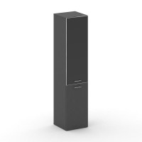 Шкаф офисный узкий высокий правый Фреско 450*460*2000 FRU.SU-101 (R) black Базальт UM/Лакобель Черный/Хром