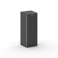 Шкаф офисный узкий средний правый Фреско 450*460*1202 FR.SU-204 (R) black Базальт UM/Лакобель Черный/Хром