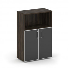 Шкаф офисный средний широкий Шифт 800*420*1207 SK.ST-2.2R white Дуб Мали/Стекло Black