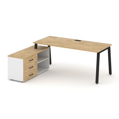 Style Project Direct Стол письменный с греденцией левой SN-6A.SRG-026.M(L) Тиквуд Светлый/Белый/Тикв