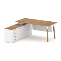 Fresco Стол руководителя FR.SR-18 (L) Дуб Светлый/Белый Бриллиант UM/Металл Белый/Нерж. Сталь 1800*1