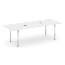 Style Project Direct Lux Стол переговорный M-SN-6P.SPRG-258 Белый/Нержавеющая Сталь/Хром 2580*980*25